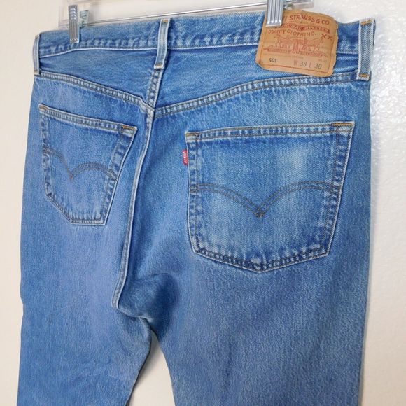 Vintage Levis 501xx 90s Jeans Size 38x30 Cotton Denim Button Fly Casual Pants - Picture 14 of 16